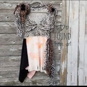 Animal Print Vneck Tunic Dress Upcycled